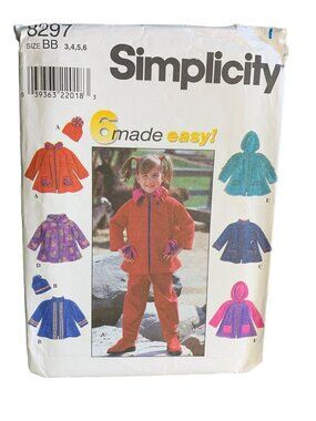 Simplicity Girls Jacket Hat 6 Made Easy Sewing Patterns Size 3 4 5 6 8297 - Uncu